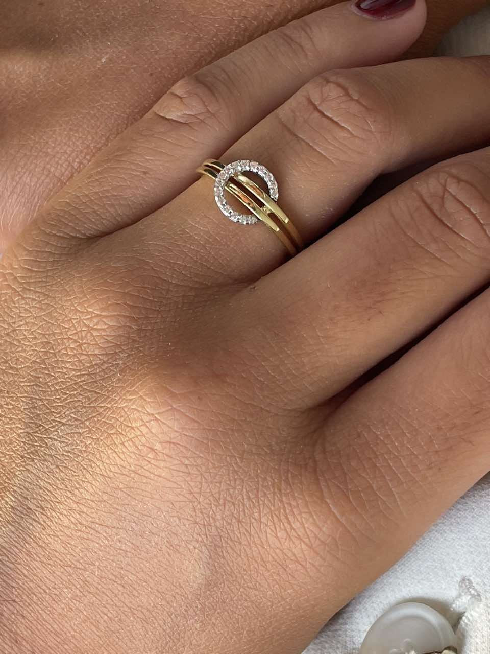 DIBEK anillo en oro amarillo 18 ktes con circonitas rodiado - Roman Joyero