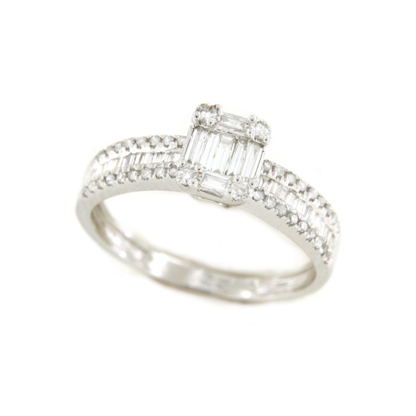 Anillo en oro blanco de 18 ktes ARTUN con brillantes y taipes - Roman Joyero