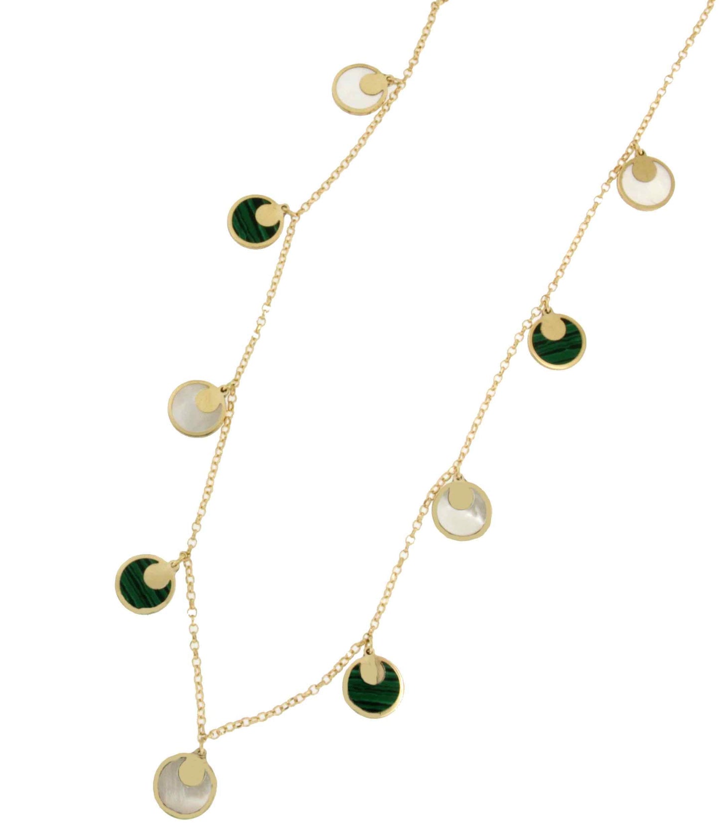 URLA gargantilla oro amarillo de 18 ktes con nacar y malaquita - Roman Joyero