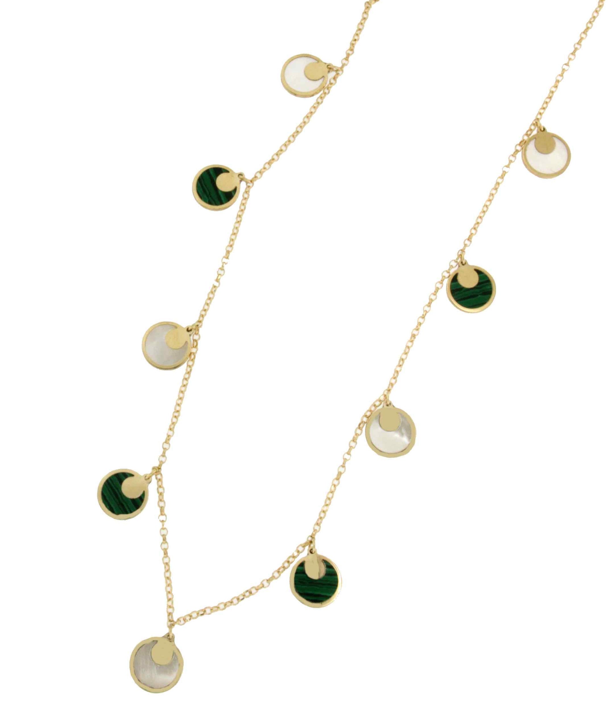 URLA gargantilla oro amarillo de 18 ktes con nacar y malaquita - Roman Joyero