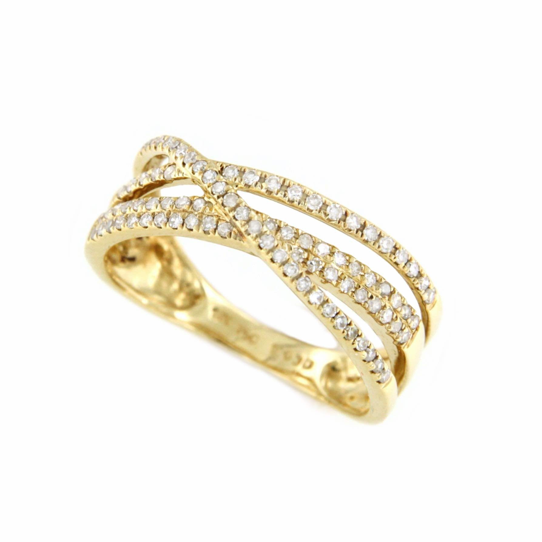 Anillo ELENI alianzas con brillantes en oro amarillo entrelazadas - Roman Joyero