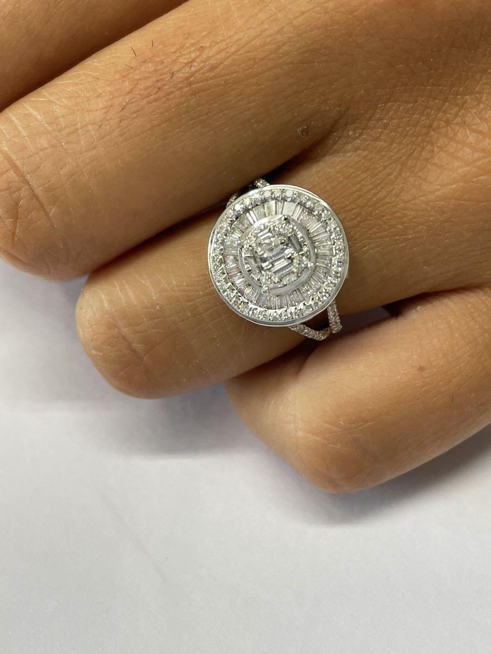 ESLIM anillo de brillantes y taipes en oro blanco de 18 ktes - Roman Joyero
