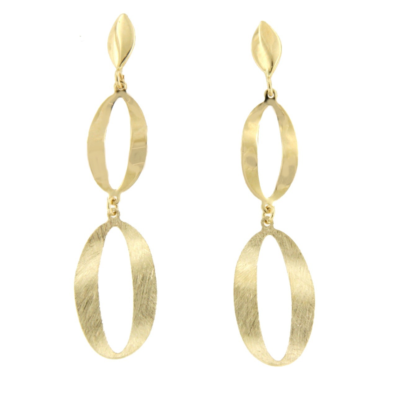 Pendiente largo eslabones MITRA en oro amarillo de 18 kilates - Roman Joyero