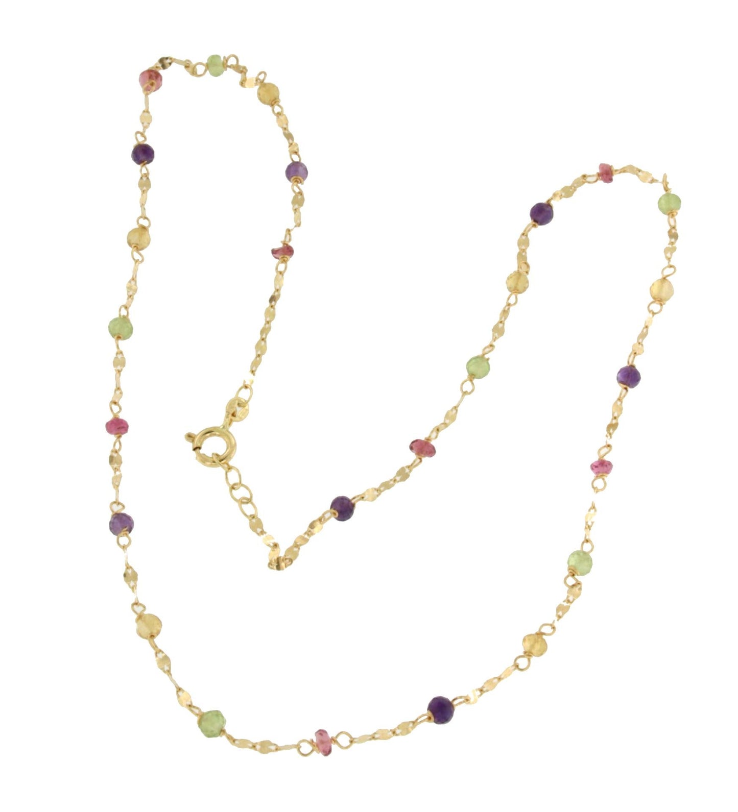 Cadenita ALEYNA en oro amarillo de 18 ktes con semipreciosas - Roman Joyero