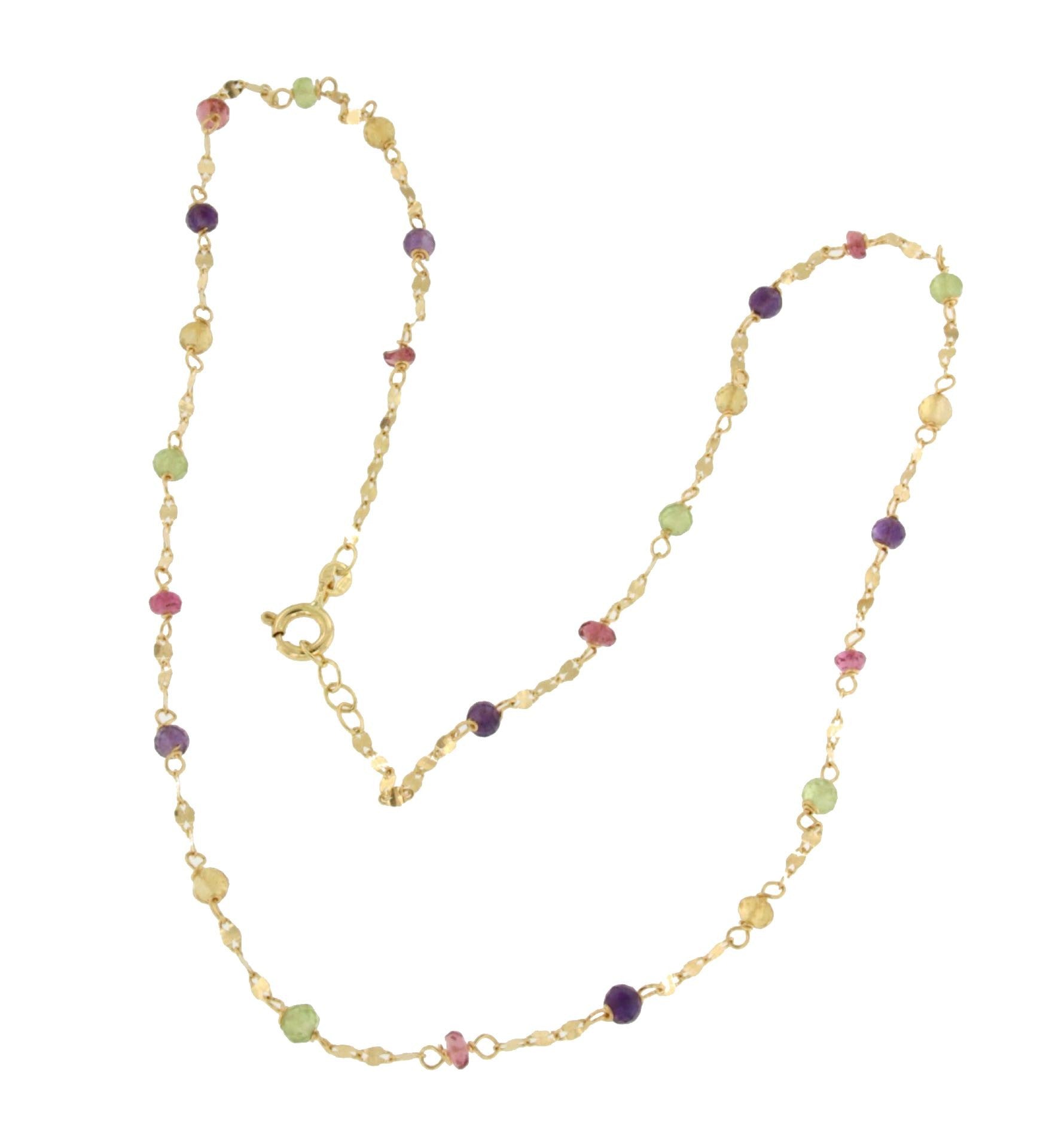 Cadenita ALEYNA en oro amarillo de 18 ktes con semipreciosas - Roman Joyero