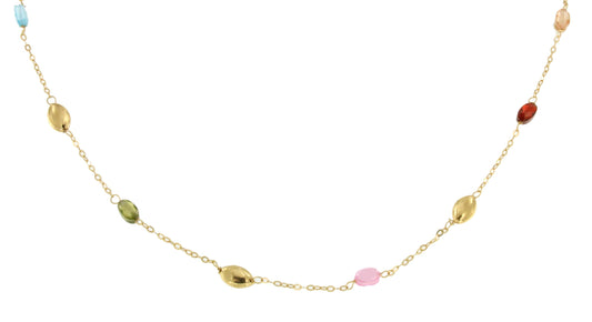 BUKET cadenita oro con entrepiezas lisas y semipreciosa - Roman Joyero