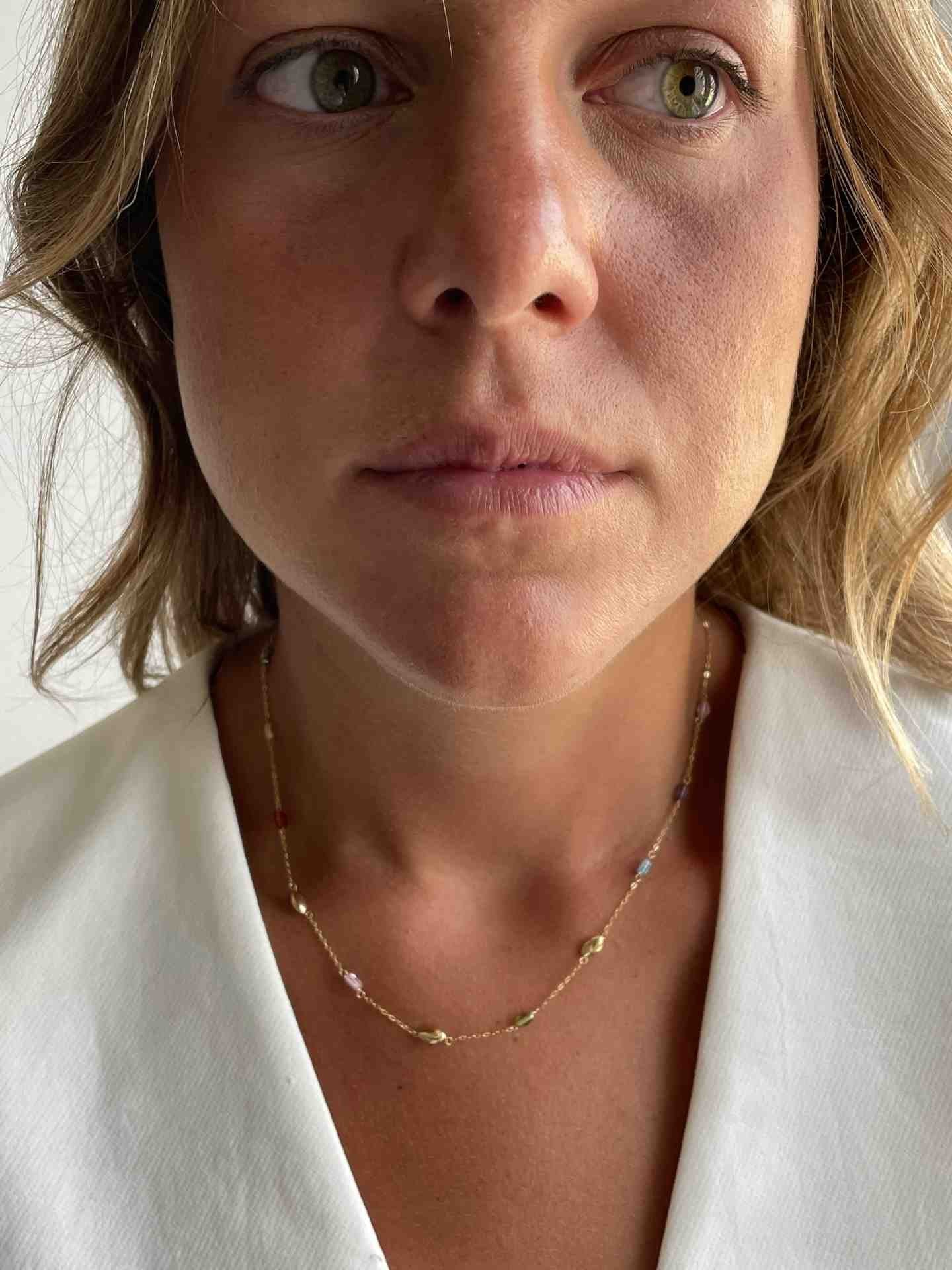 BUKET cadenita oro con entrepiezas lisas y semipreciosa - Roman Joyero