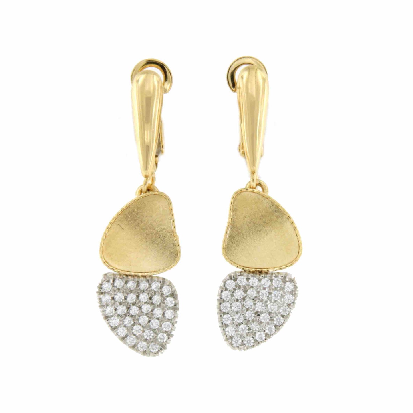 ALKAN pendientes oro blanco y amarillo 18 ktes con circonitas - Roman Joyero