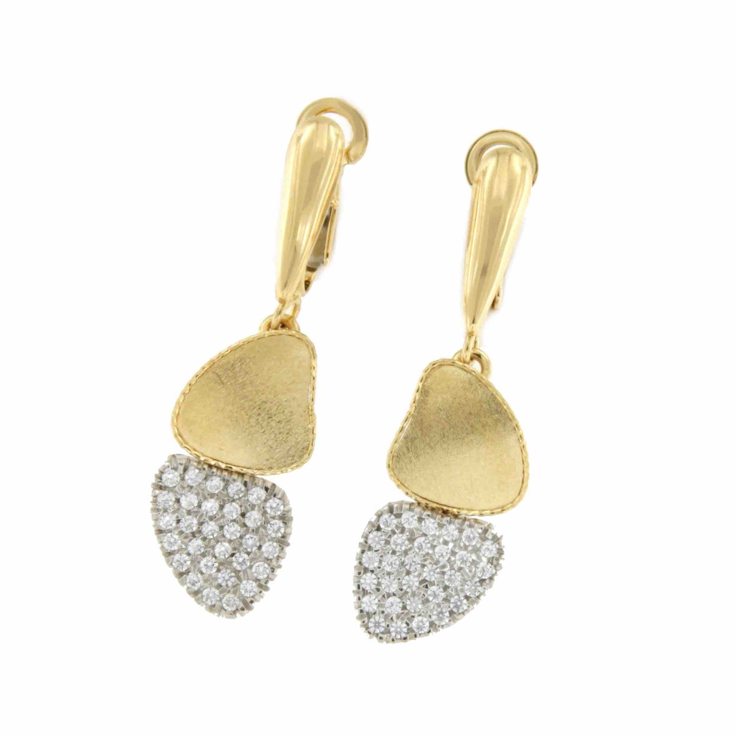 ALKAN pendientes oro blanco y amarillo 18 ktes con circonitas - Roman Joyero