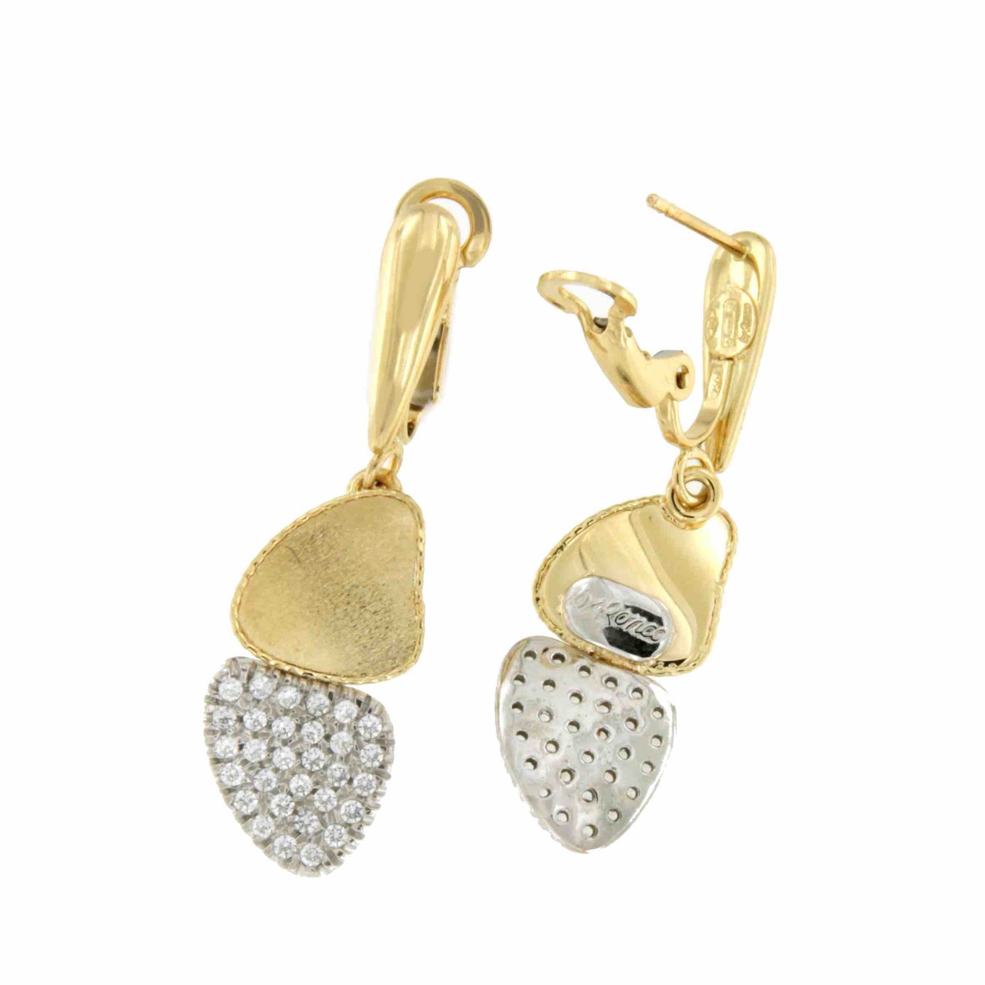 ALKAN pendientes oro blanco y amarillo 18 ktes con circonitas - Roman Joyero