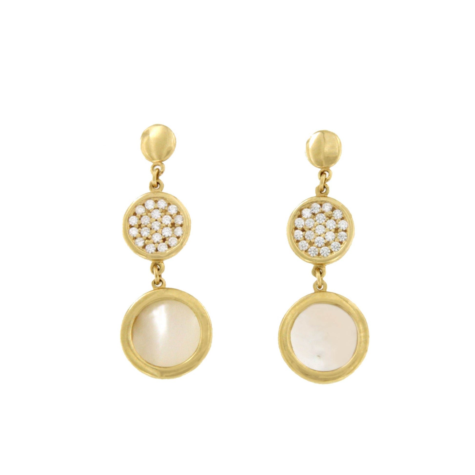 SOLMAZ pendiente oro 18 kilates con nácar y circinitas - Roman Joyero