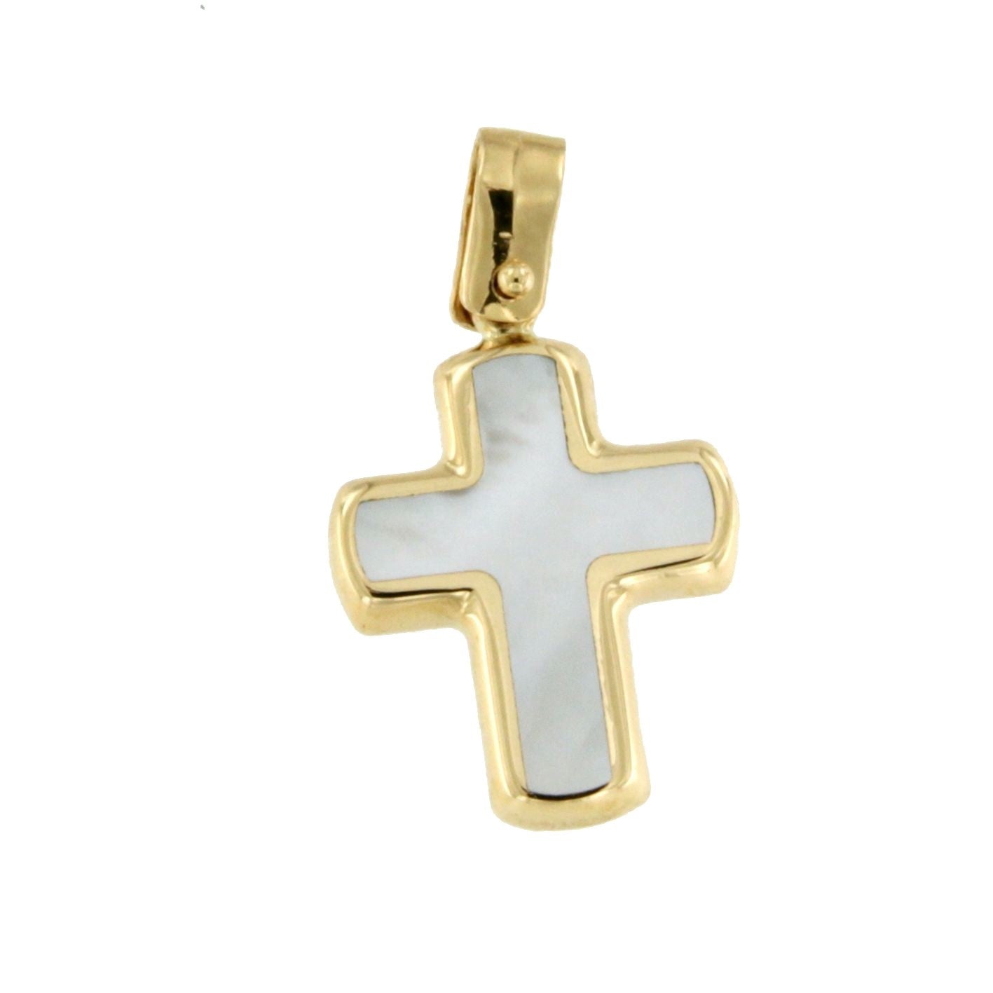 Cruz SUNGUR en nacar blanco y oro amarillo de 18 kilates