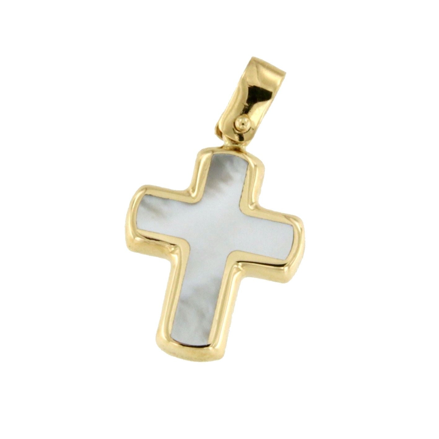 Cruz SUNGUR en nacar blanco y oro amarillo de 18 kilates