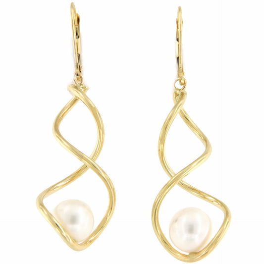 KARIM pendientes largos en oro amarillo 18 kilates con perla - Roman Joyero