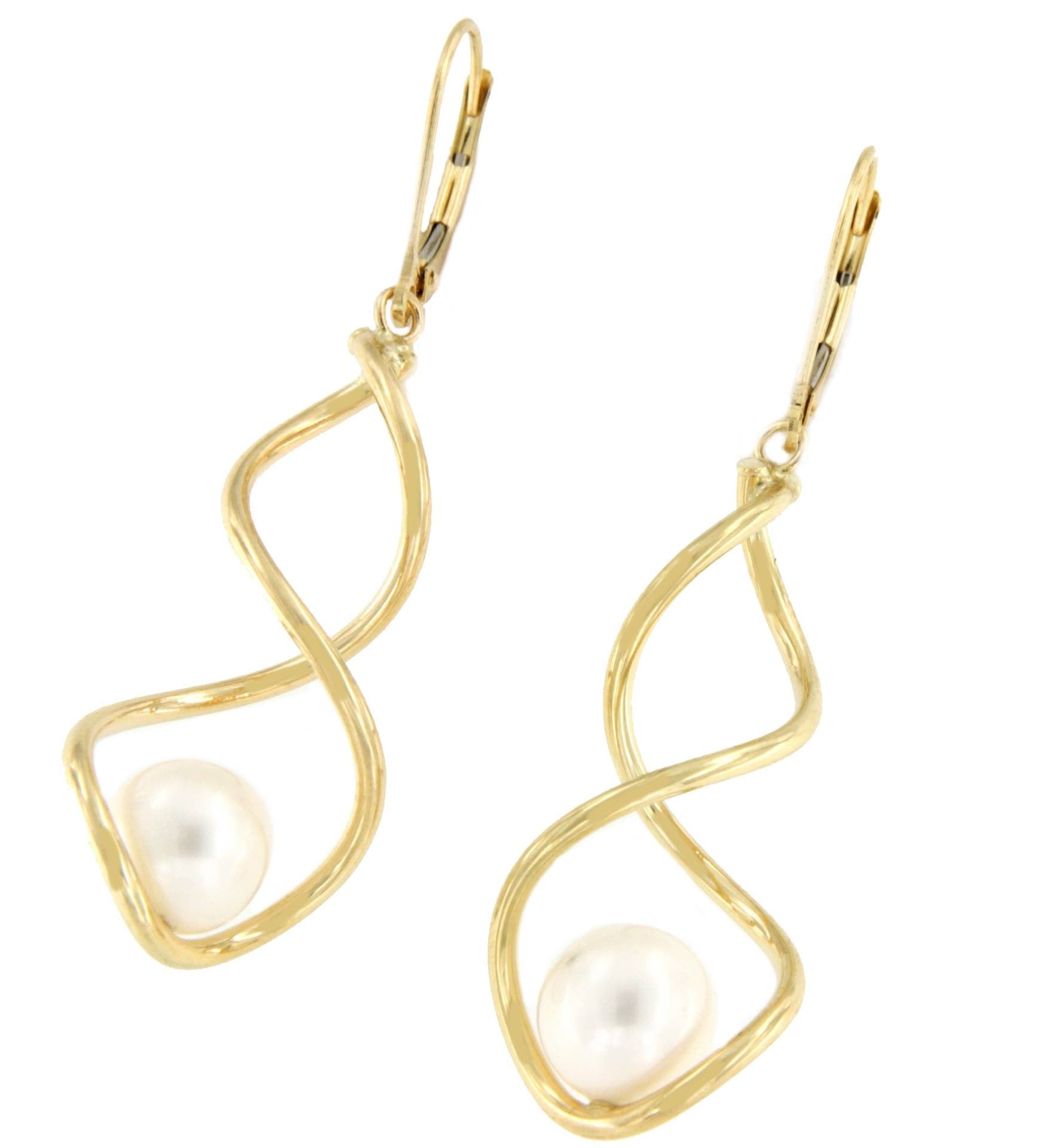 KARIM pendientes largos en oro amarillo 18 kilates con perla - Roman Joyero