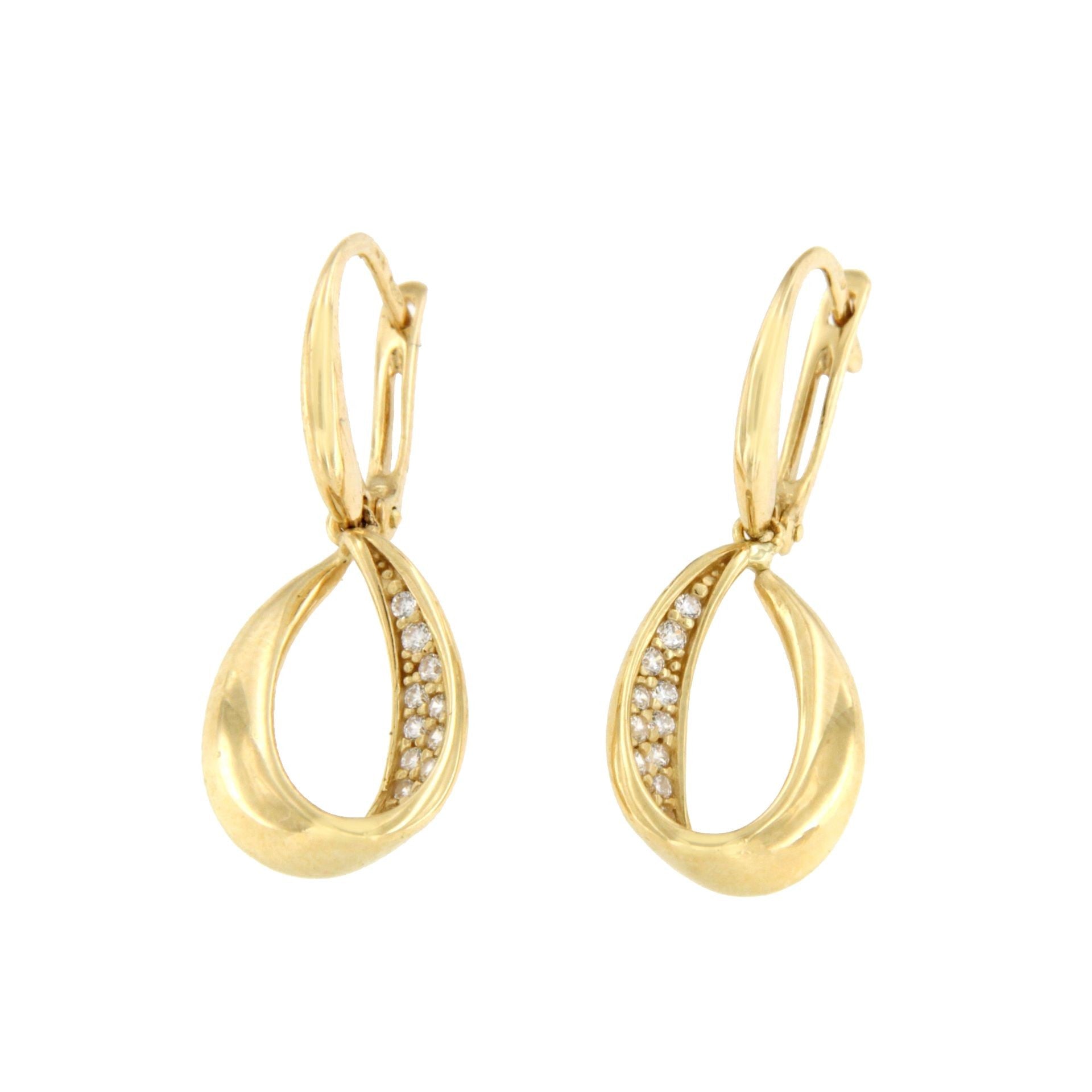 Pendientes VIROL en oro amarillo de 18 kilates con circonitas - Roman Joyero