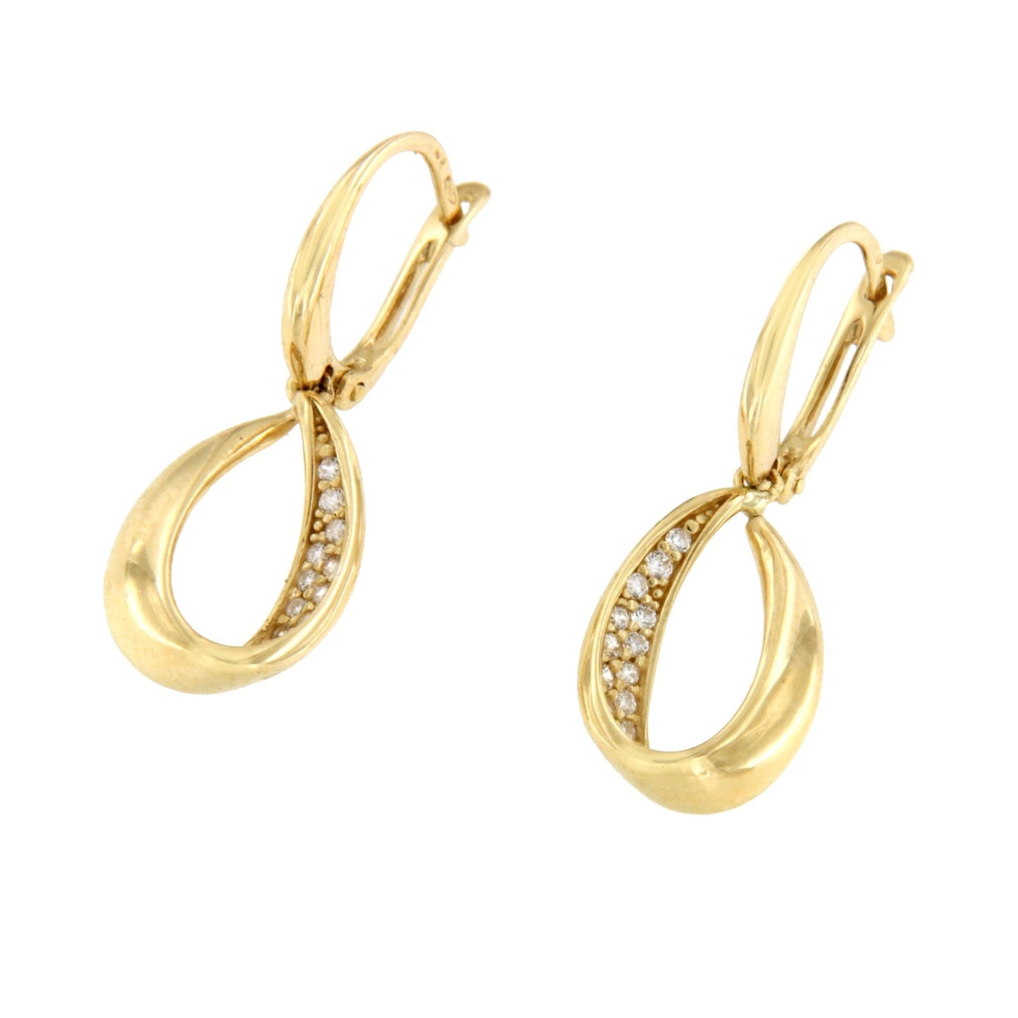 Pendientes VIROL en oro amarillo de 18 kilates con circonitas - Roman Joyero