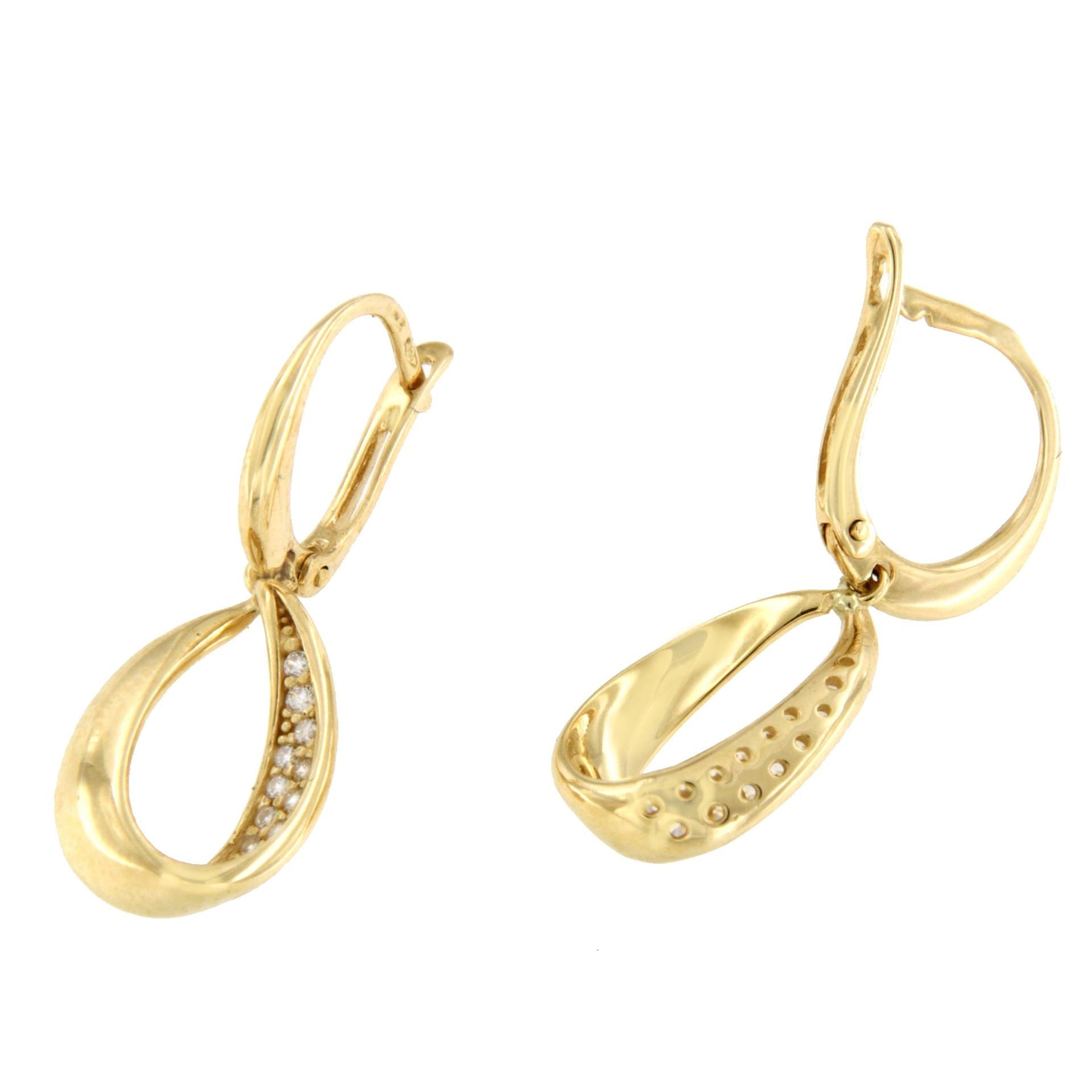 Pendientes VIROL en oro amarillo de 18 kilates con circonitas - Roman Joyero