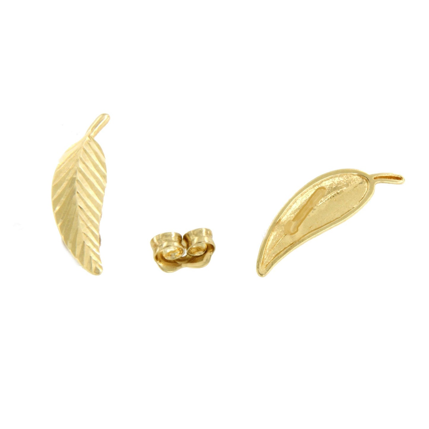 AZIZ pendiente hoja de palma en oro amarillo de 18 ktes
