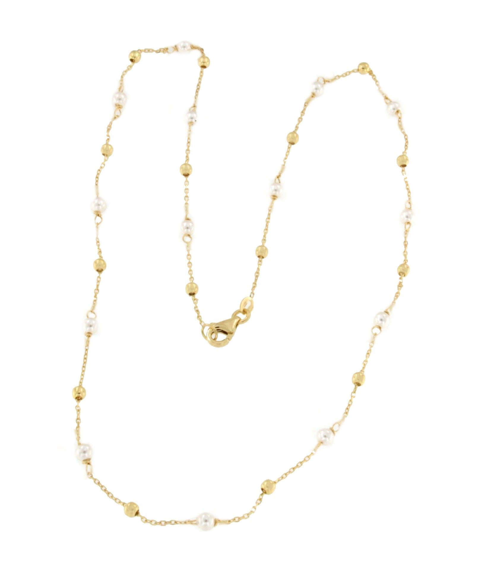 SISIL gargantilla perlas y bolitas en oro amarillo de 18 ktes - Roman Joyero