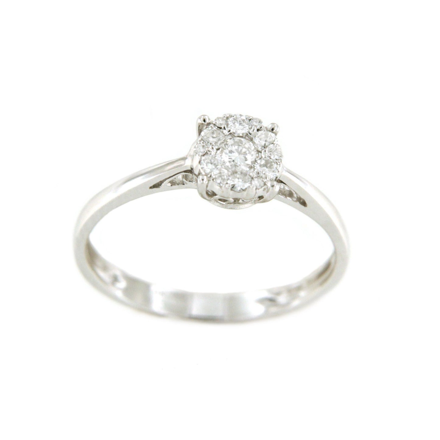 MINIK anillo solitario pedida rosetas de brillantes central