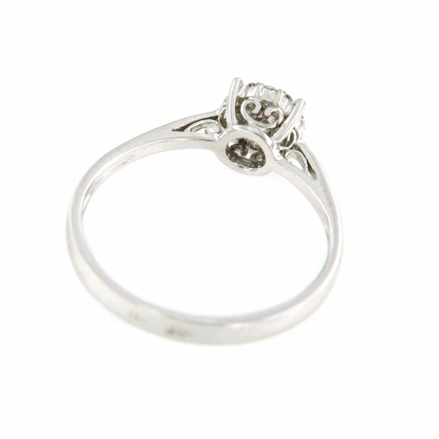MINIK anillo solitario pedida rosetas de brillantes central