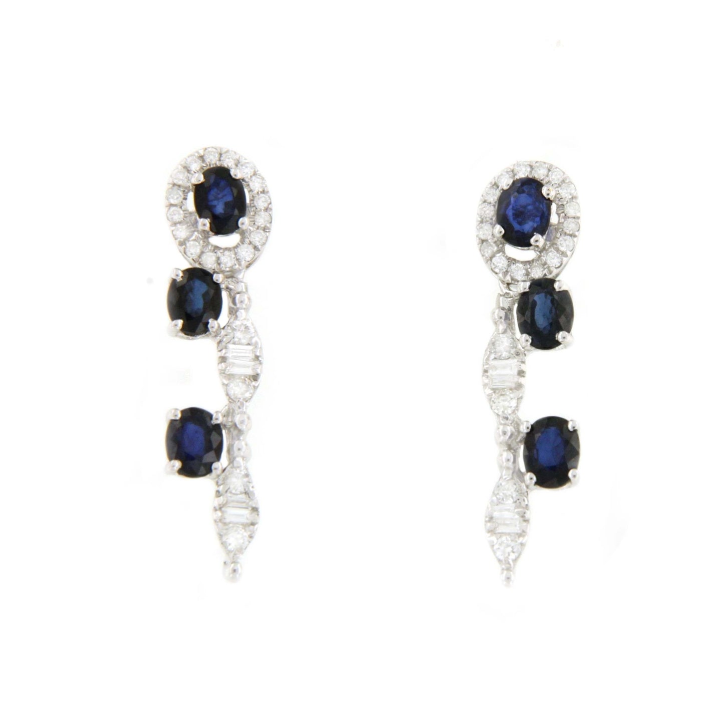 SAFAK pendientes oro blanco 18 ktes roseta zafiros y brillantes
