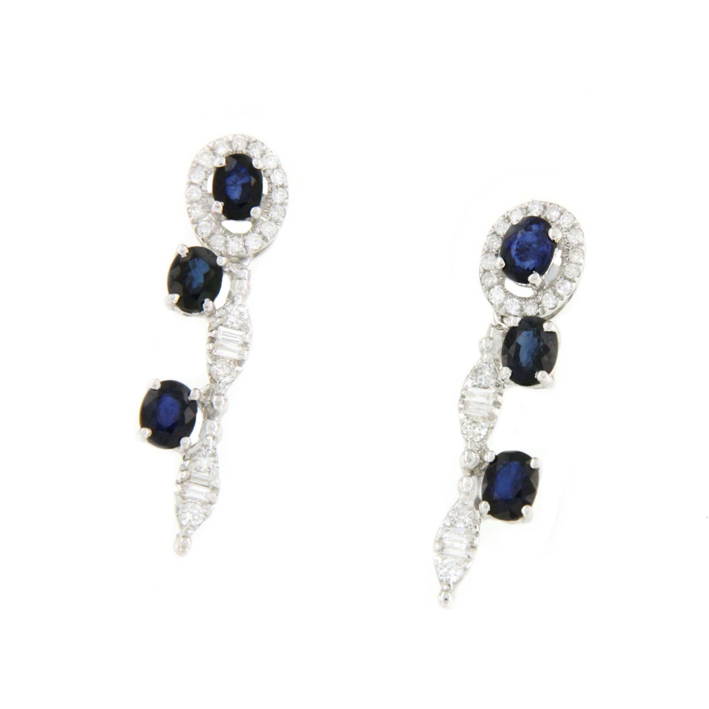 SAFAK pendientes oro blanco 18 ktes roseta zafiros y brillantes