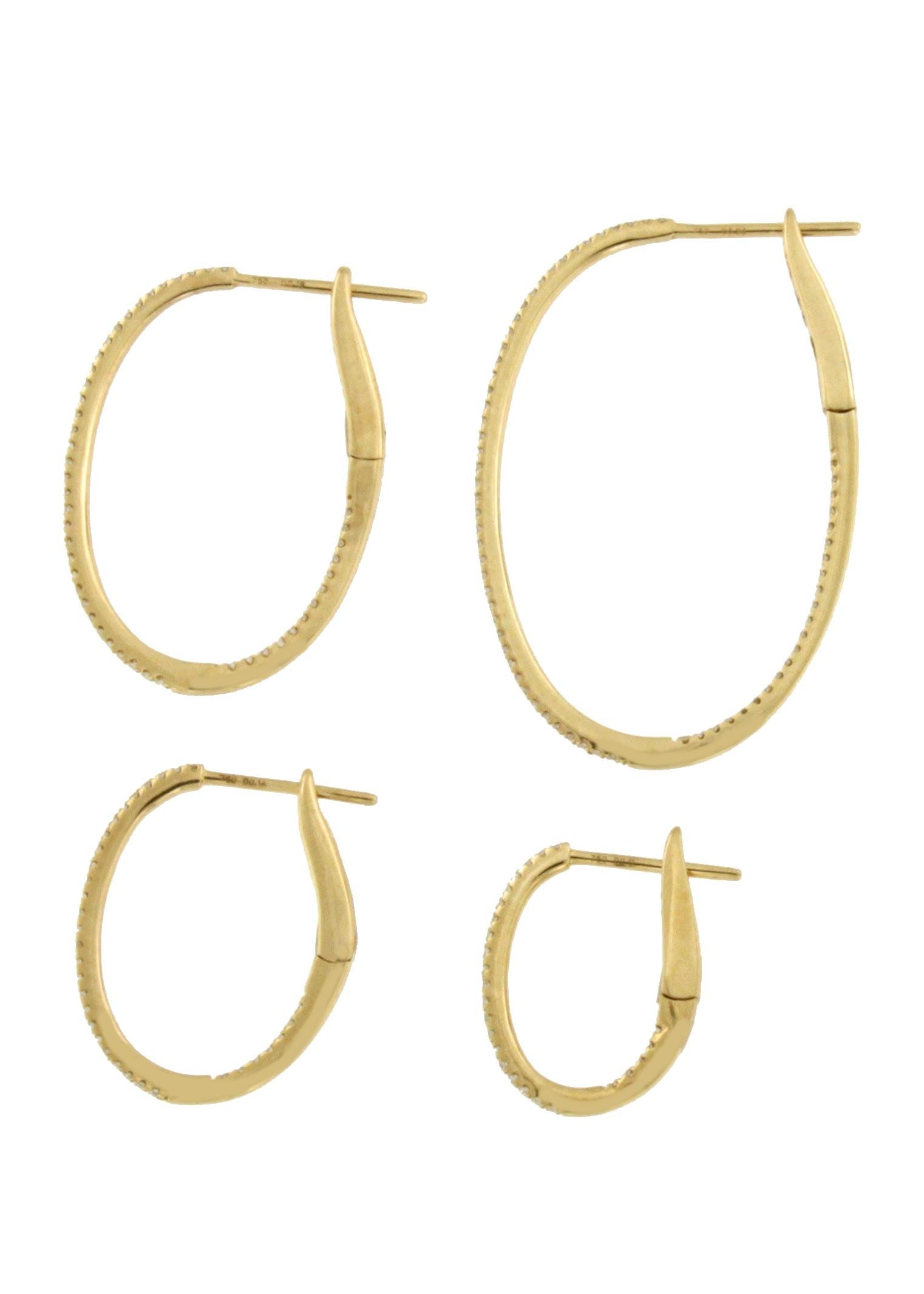 Pendientes argollas ZELIS en oro amarillo de 18 ktes con brillantes