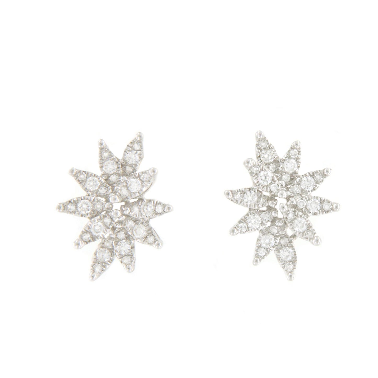 ESMIRNA pendientes hojas oro blanco de 18 ktes con brillantes