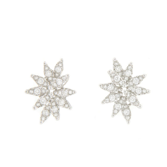 ESMIRNA pendientes hojas oro blanco de 18 ktes con brillantes