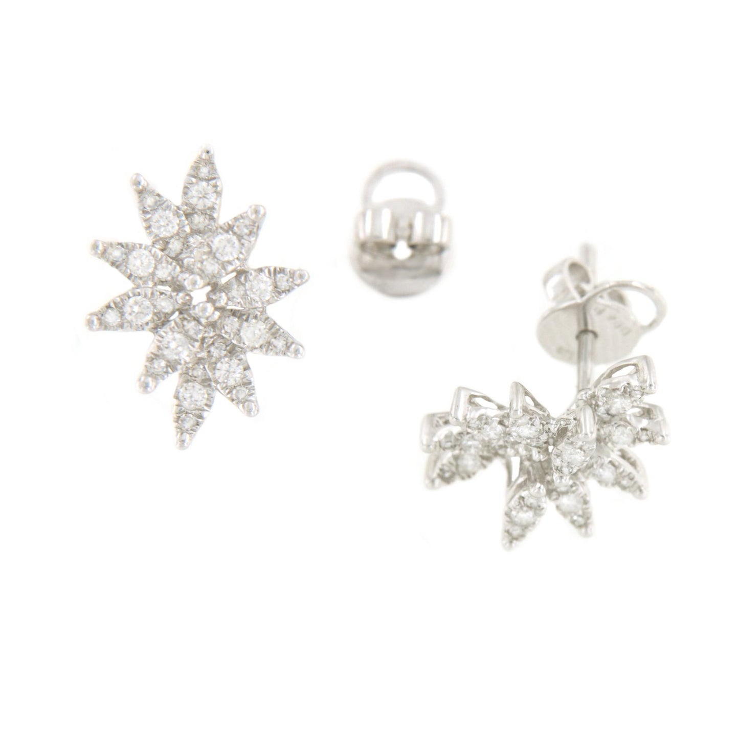 ESMIRNA pendientes hojas oro blanco de 18 ktes con brillantes