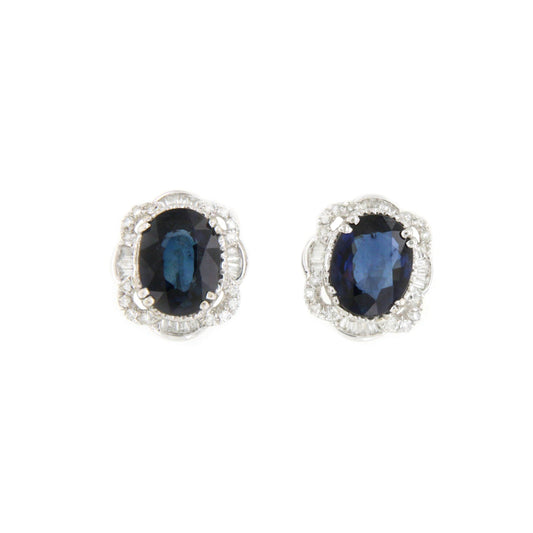 Pendientes brillantes KORKUT con zafiros en oro blanco 18 ktes