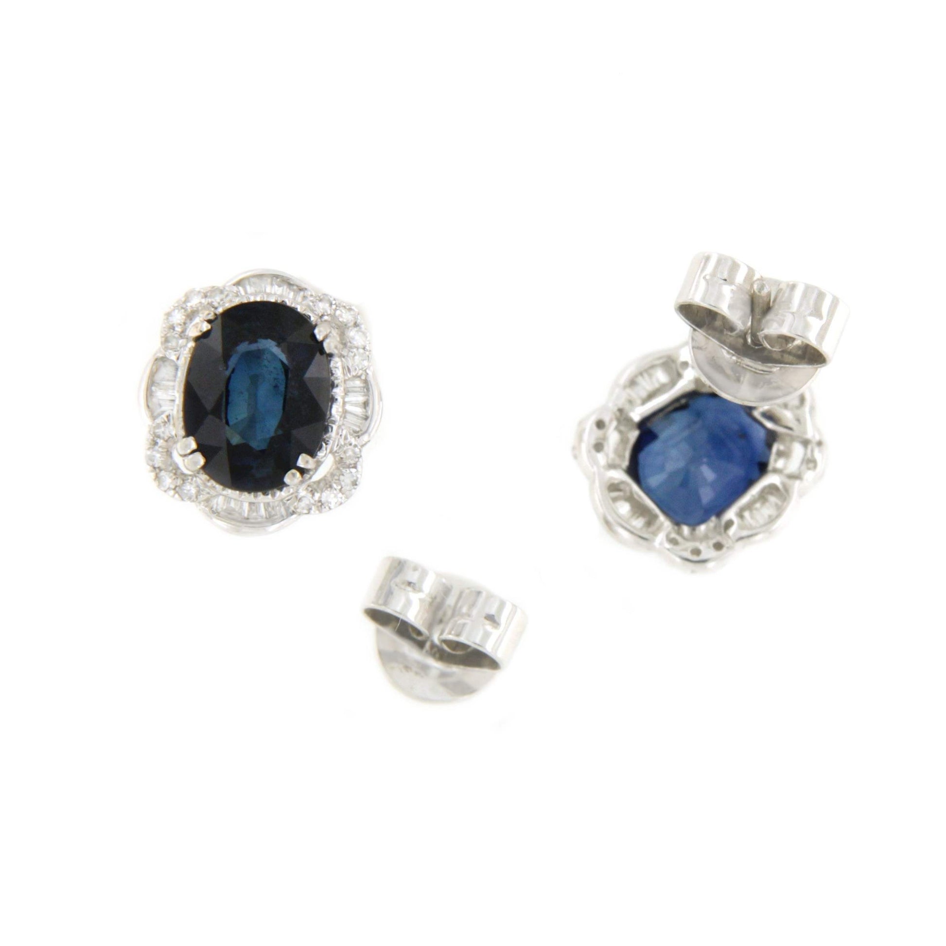 Pendientes brillantes KORKUT con zafiros en oro blanco 18 ktes