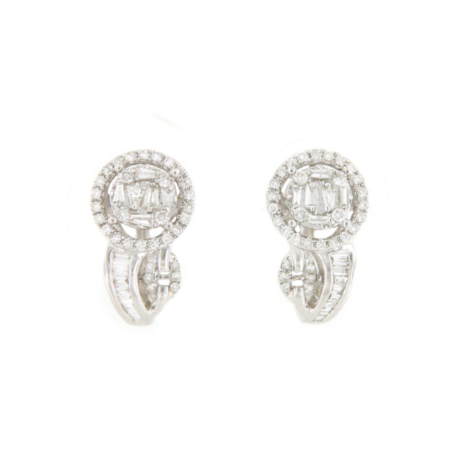 Pendientes cortos SEZA en oro blanco 18 ktes con brillantes - Roman Joyero