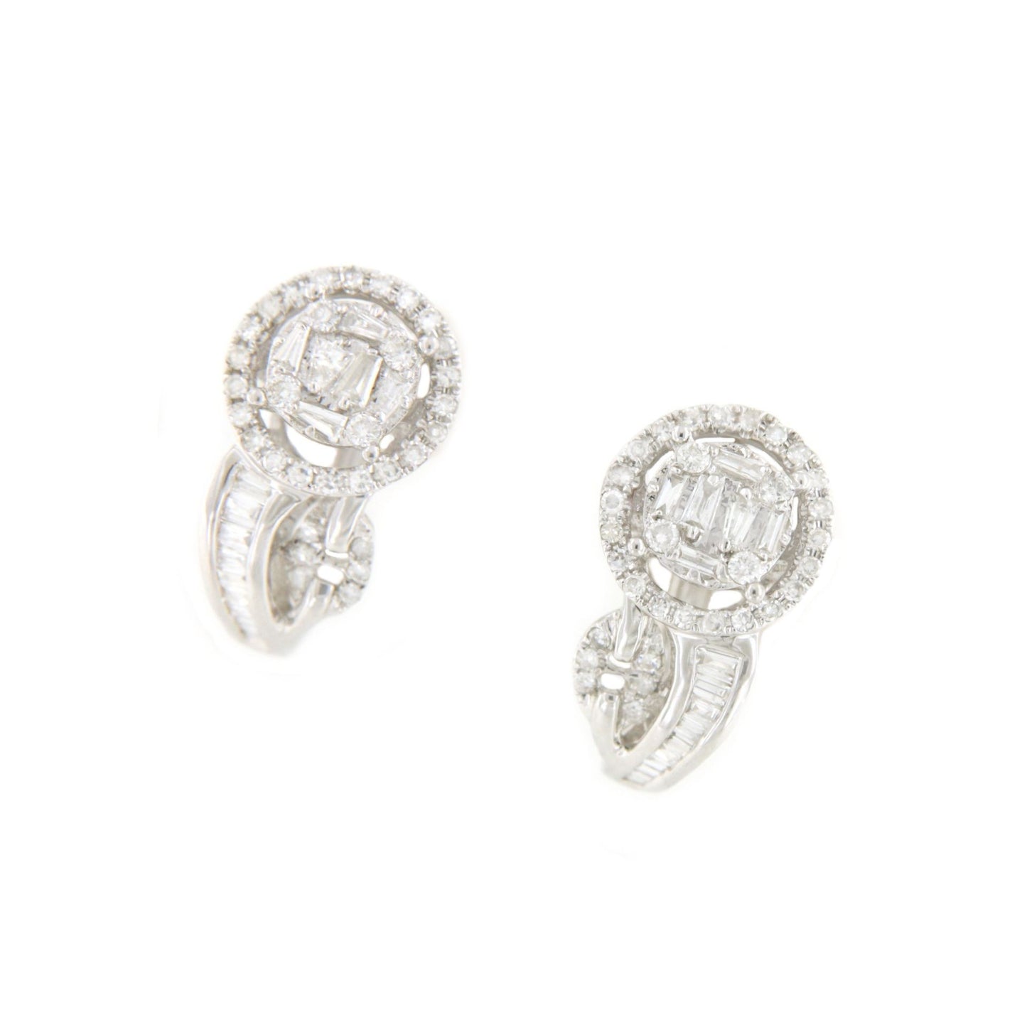 Pendientes cortos SEZA en oro blanco 18 ktes con brillantes - Roman Joyero