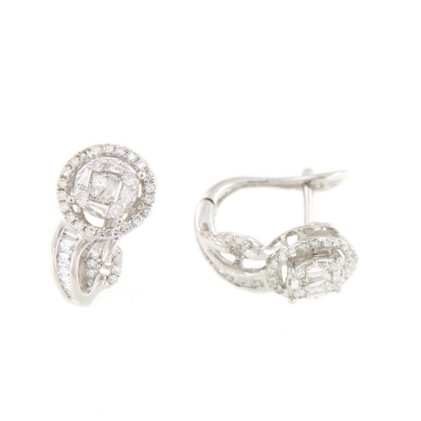 Pendientes cortos SEZA en oro blanco 18 ktes con brillantes - Roman Joyero