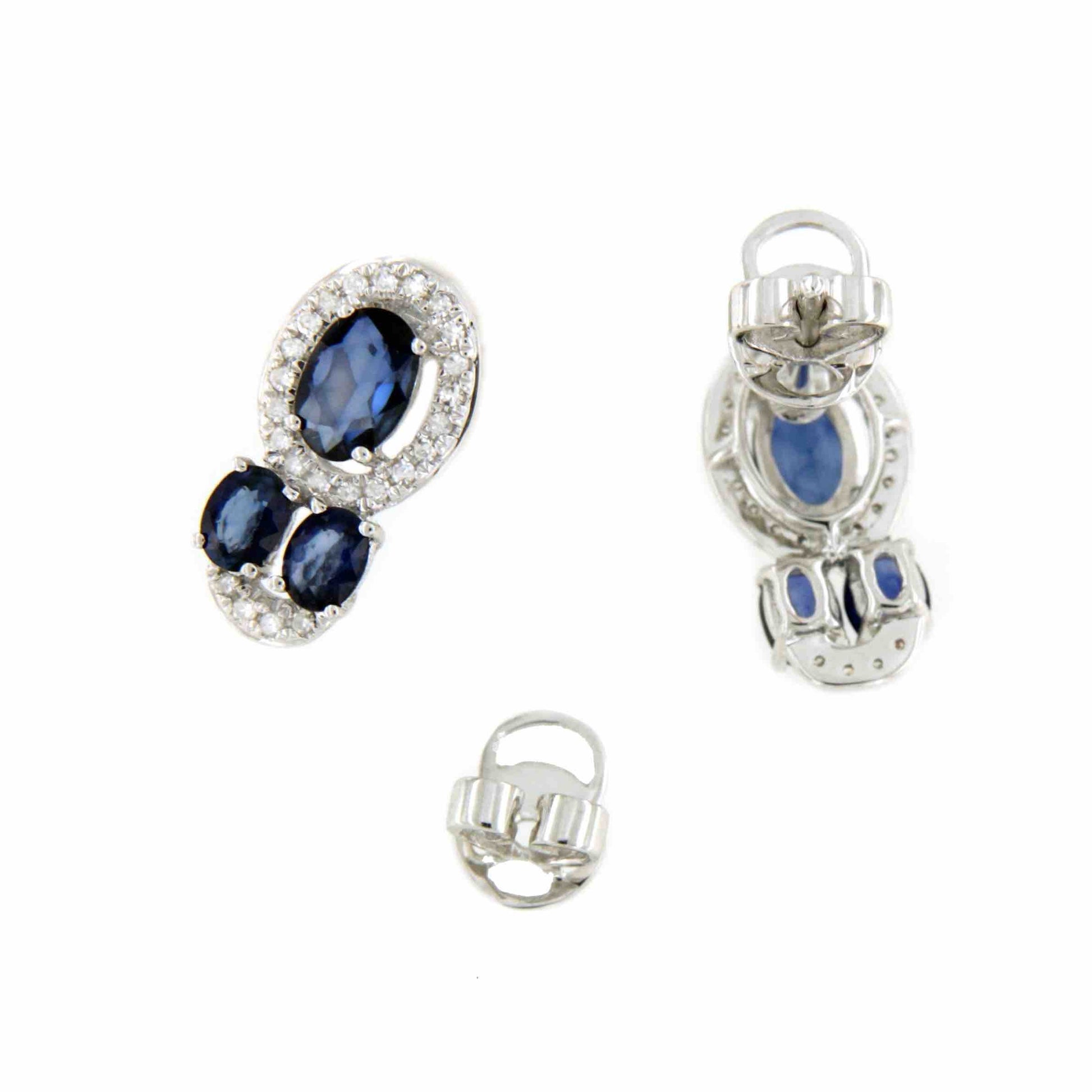 SEREF pendientes de zafiros con brillantes en oro blanco 18 ktes
