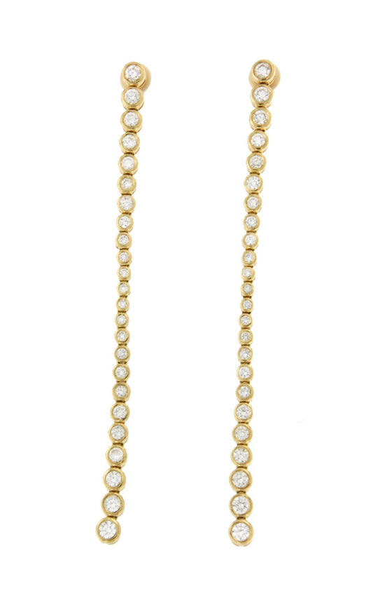 SERDAR pendientes largos de brillantes en oro amarillo 18 kilates