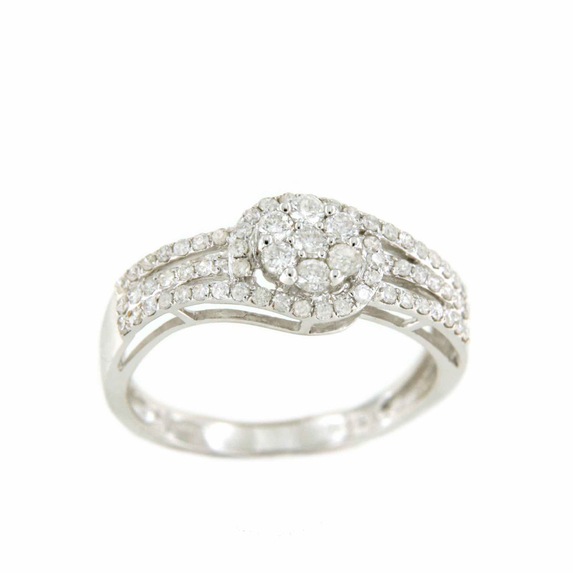 Anillo roseta de brillantes CAGUAS en oro blanco 18 kilates - Roman Joyero