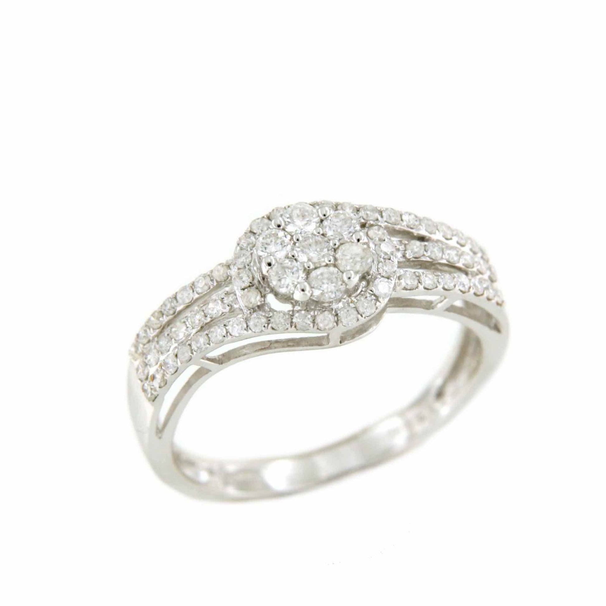 Anillo roseta de brillantes CAGUAS en oro blanco 18 kilates - Roman Joyero