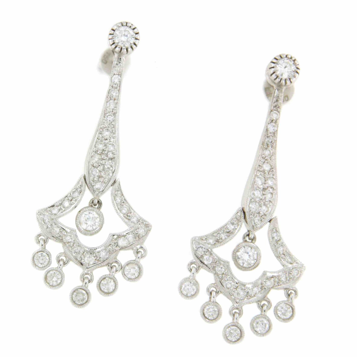 MUSAFER pendiente art déco oro blanco 18 ktes y brillantes - Roman Joyero