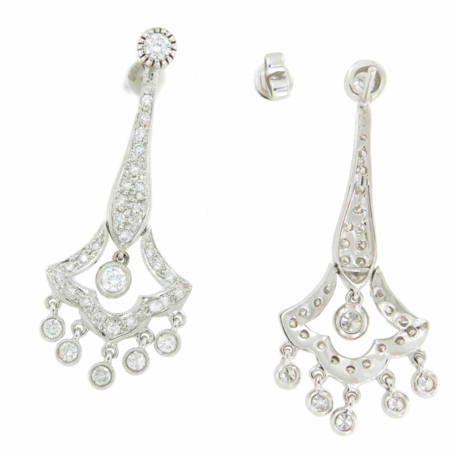 MUSAFER pendiente art déco oro blanco 18 ktes y brillantes - Roman Joyero