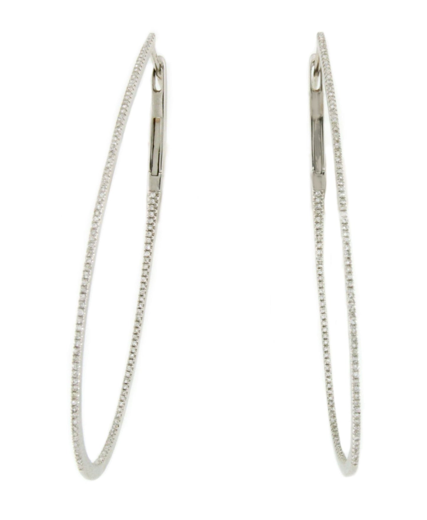 Argollas ovaladas ZALENCO en oro blanco de 18 ktes con brillantes