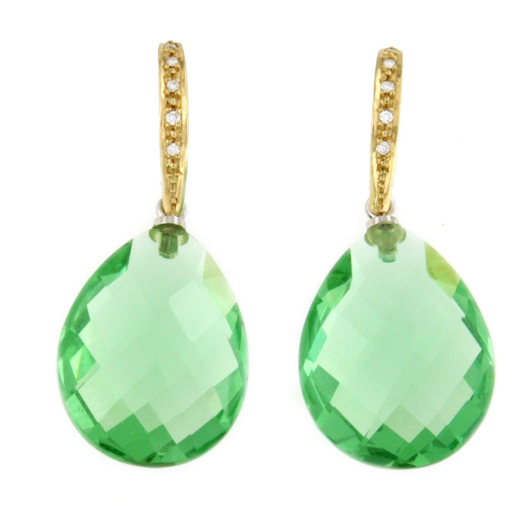 TIVOLI pendiente de brillantes oro amarillo 18 ktes y perillas