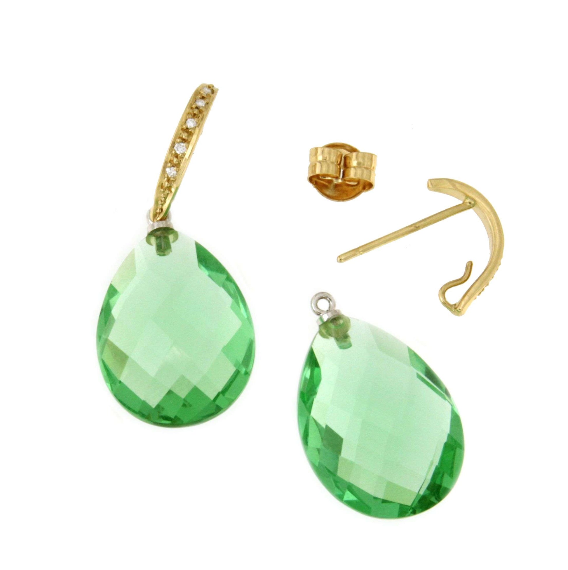 TIVOLI pendiente de brillantes oro amarillo 18 ktes y perillas