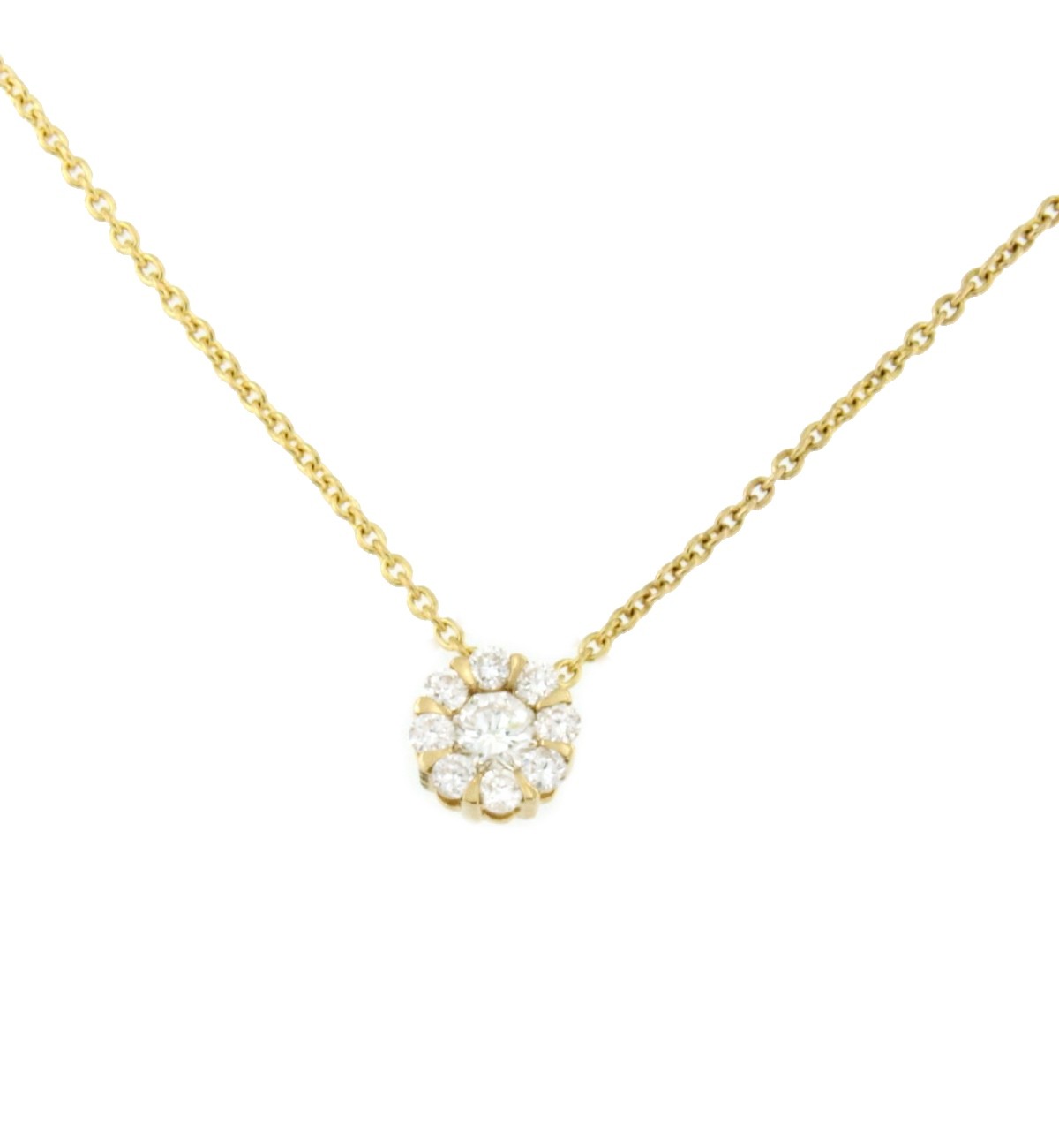 ROATAN cadena con centro roseta de brillantes oro amarillo