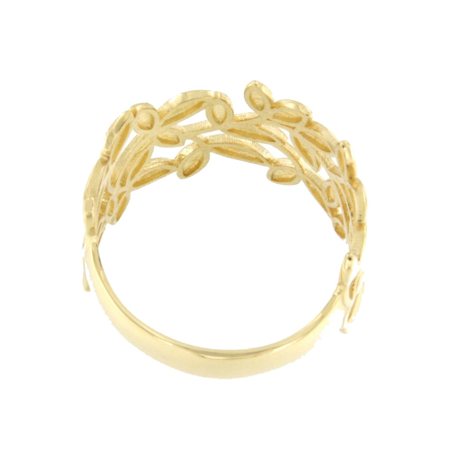 BRESCIA anillo de oro amarillo 18 kilates con motivos hojas - Roman Joyero