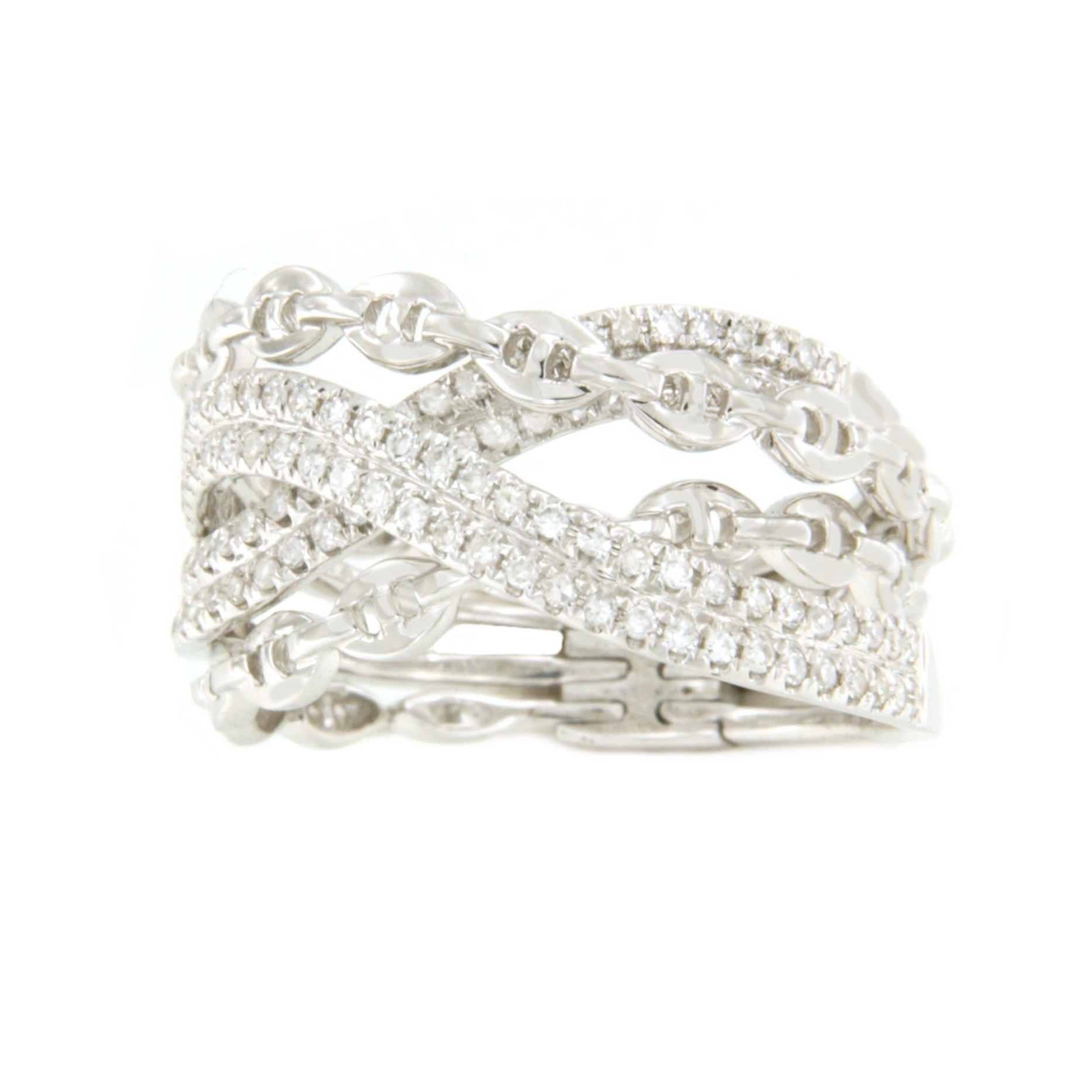 MODENA anillo de alianzas entrecruzadas con brillantes en oro - Roman Joyero