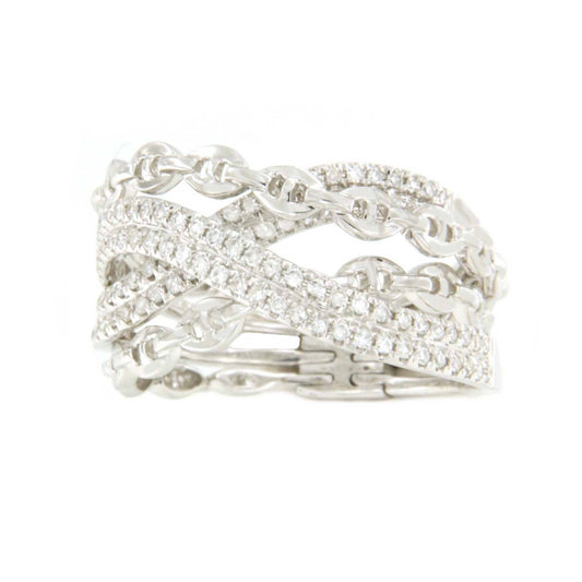 MODENA anillo de alianzas entrecruzadas con brillantes en oro - Roman Joyero